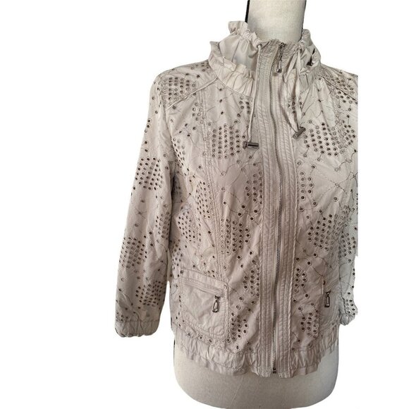 White House black-market 3/4 sleeves drawstrings eyelet women’s jacket size 6 - Picture 8 of 16